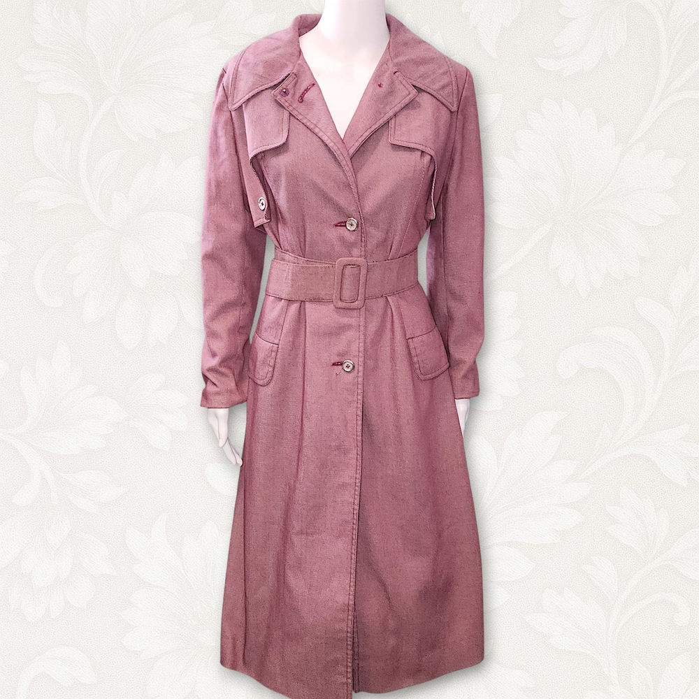 Vintage 1970s Dusty Rose Trench Coat — Small/Medium — Restorative Vintage Button